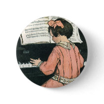 Vintage Girl Playing Piano by Jessie Willcox Smith Buttons