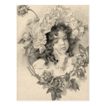 Vintage Girl Post Card
