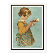 Vintage Girl Reading Card by Jessie Willcox Smith Postcards