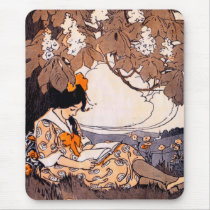 Vintage Girl Reading Under a Tree