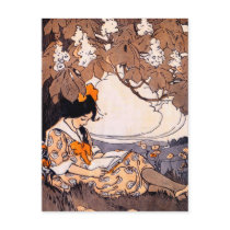 Vintage Girl Reading Under a Tree