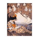 Vintage Girl Reading Under a Tree postcards