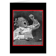 Vintage Girl with Bowl of Cherries Greeting Card