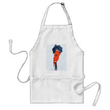 Vintage Girl With Umbrella Apron