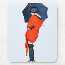 Vintage Girl With Umbrella Mouse Pad