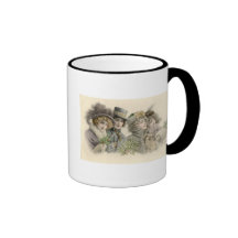 Vintage Girls and Dog Holiday Card Coffee Mugs