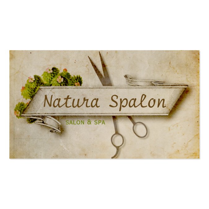 Vintage Girly Hair Stylist Scissors Natural Paper Business Cards