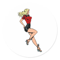 Vintage Glamour Blonde Blombshell Girl Next Door Round Stickers