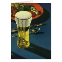 Vintage Glass of Beer with Dinner Card