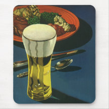 Vintage Glass of Beer with Dinner Mouse Mats