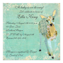 Vintage Gold Dearest Deer Baby Invitation