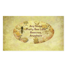 Vintage golden bee business card