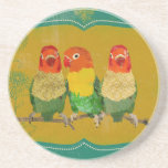 Vintage Golden Love Birds Coaster coasters