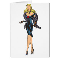 Vintage Gorgeous Glamour Girl Retro Blonde Pinup Greeting Card
