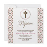 Vintage Grace Baptism Invitation (chocolate/pink)