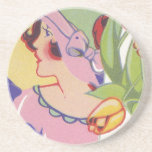Vintage Graphics, Flapper holding flowers 1920s Beverage Coasters