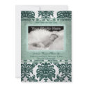 Vintage green baby photo announcement invitations