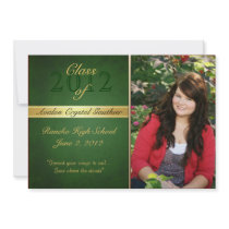 Vintage Green Class Of  Graduation Invitations