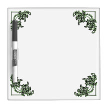 VINTAGE GREEN FLORAL SWIRL DRY ERASE BOARD