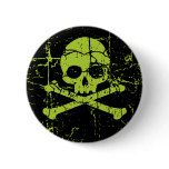 Vintage Green Skull and Crossbones buttons