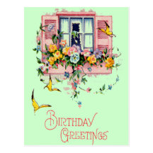 Vintage Greetings Birthday Postcard