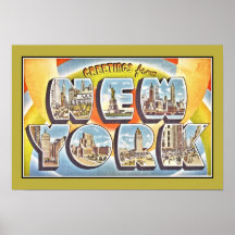 Vintage Greetings from New York Print