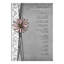 Vintage Grey and Pink Daisy Wedding Program Personalised Invitation