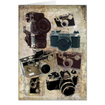 Vintage Grunge Retro Cameras Fashion Card