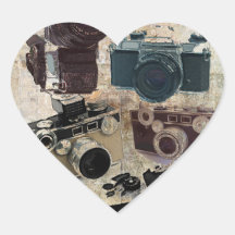 Vintage Grunge Retro Cameras Fashion Heart Stickers
