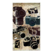 Vintage Grunge Retro Cameras Pattern Business Card Template