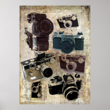 Vintage Grunge Retro Cameras Pattern Posters