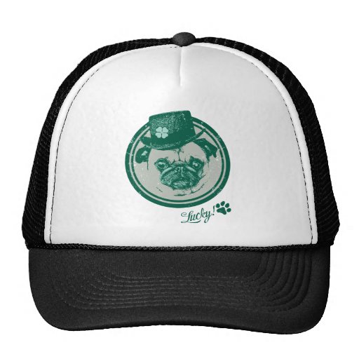 Vintage Grunge St Patrick's Day Pug Tees Hats