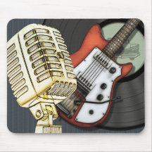 Vintage Guitar and Microphone Design Mousepad