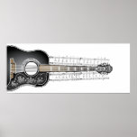 Vintage Guitar with Sheet Music  - Poster Print