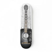 Vintage Guitar with Sheet Music  - Skateboard
