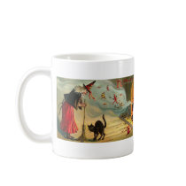 Vintage Halloween Art - Cat meets the Witch ! Mugs