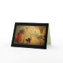 Vintage Halloween card Old crone with cat