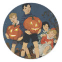 Vintage Halloween, Children with Pumpkins stickers