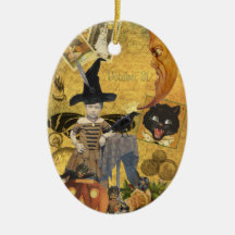 Vintage Halloween Collage Ornament