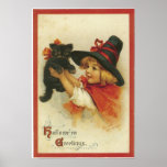 Vintage Halloween Greetings Poster posters