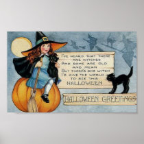 Vintage Halloween Greetings Poster