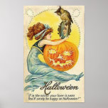 Vintage Halloween Mirror Card Poster
