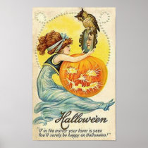 Vintage Halloween Mirror Card Poster