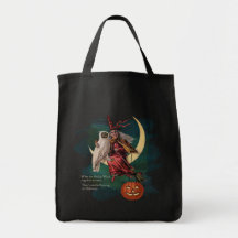 Vintage Halloween Postcard Owl and Witch Bag