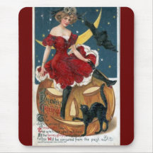 Vintage Halloween Pumpkin and Friends Greetings Mousepad