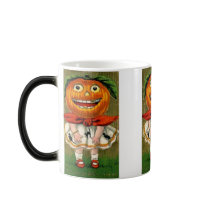Vintage Halloween Pumpkin Head Girl Mug