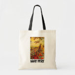Vintage Halloween Pumpkin Patch with Haystacks Canvas Bag