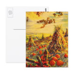 Vintage Halloween Pumpkin Patch with Haystacks postcards