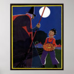 Vintage Halloween Scary Witch Child Pumpkin posters