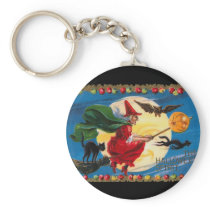 Vintage Halloween Spirit Witch Keychain